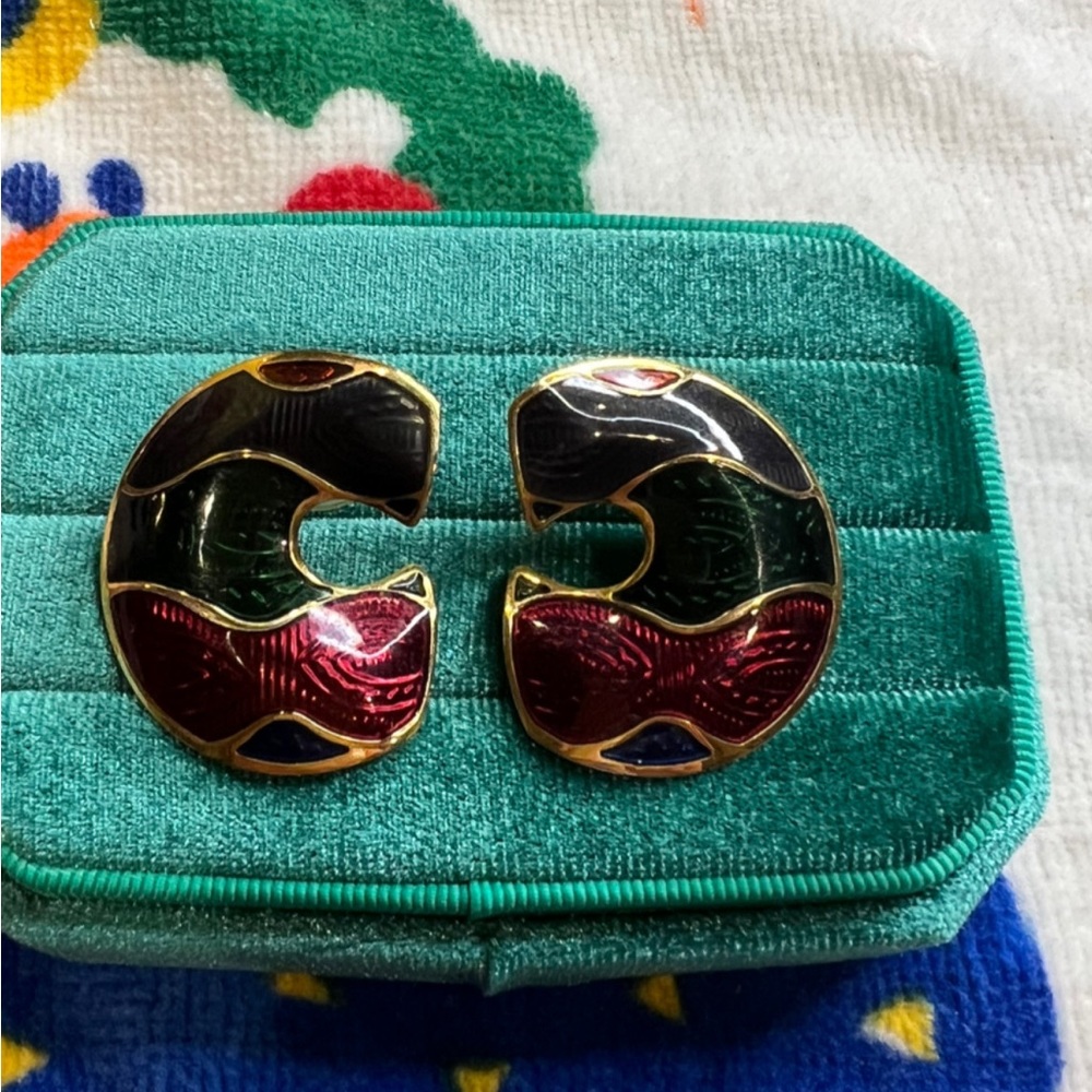 Vintage Berebi Enamel pierced Earrings